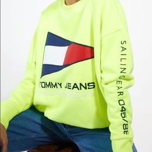 tommy hilfiger neon yellow sweatshirt with logo